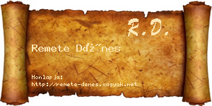 Remete Dénes névjegykártya